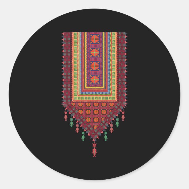 Adesivo Redondo Palestina Tatreez (Frente)