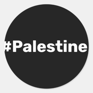 Adesivo Redondo #Palestina texto simples básico apoiando Gaza