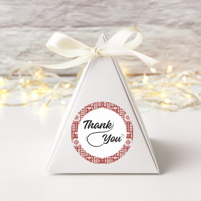 Adesivo Redondo Palestiniano Tatreez Em Vermelho Obrigado Sticker (Criador carregado)