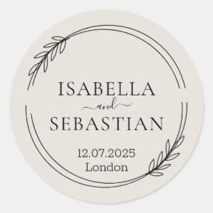 Adesivo Redondo Paleta de Cores Creme Bege para Casamento