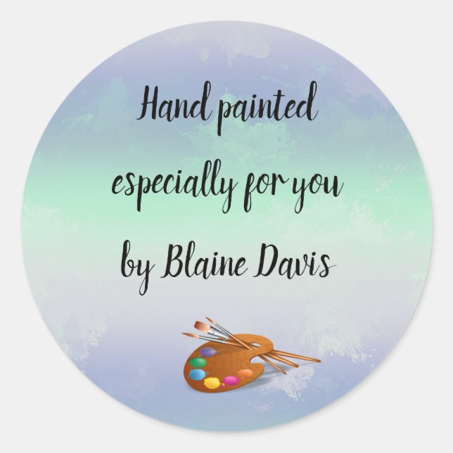 Adesivo Redondo Paleta de pintores editáveis especialmente para vo (Frente)