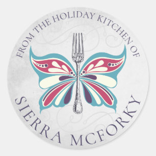 Adesivo Redondo Palha de Natal de garfo-borboleta