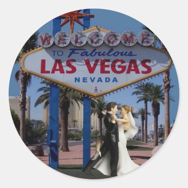 Adesivo Redondo Palhaço de Casamento de Las Vegas (Frente)
