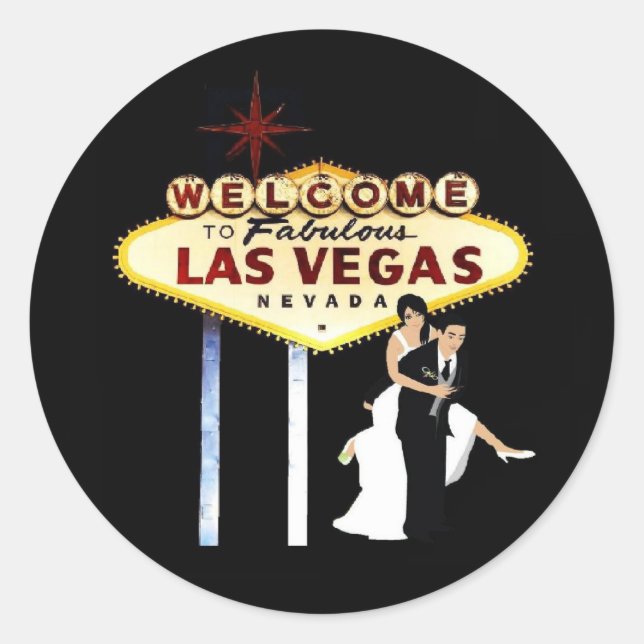 Adesivo Redondo Palhaço de Casamento de Las Vegas (Frente)