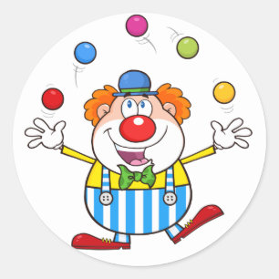 Adesivo Redondo Palhaço de Circo Divertido Jogando Bolas