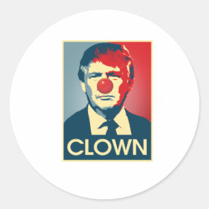 Adesivo Redondo Palhaço Donald Trump -- Anti-Trump 2016 -