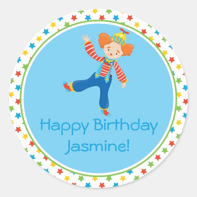 Adesivo Redondo Palhaço | Tema de circo | Personalizado (Frente)