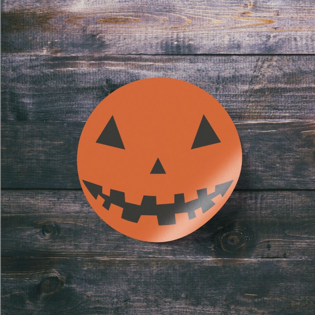 Adesivo Redondo Palheta-palha-das-bruxas-laranja-do-halloween Jack (Orange Halloween Jack O Lantern Silhouette Sticker)