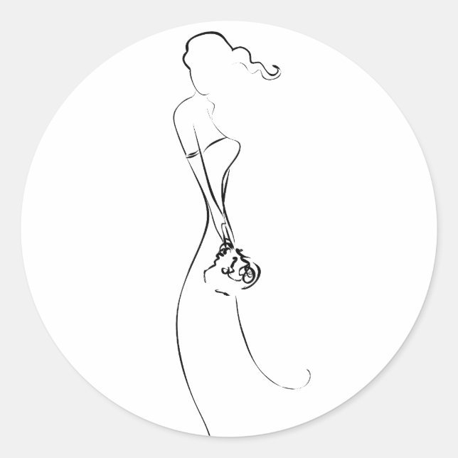 Adesivo Redondo Palhetas de Casamento de Clipartaria de Silhouette (Frente)