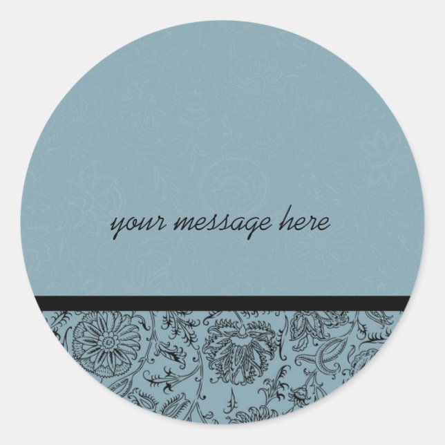 Adesivo Redondo Palhetas de Casamento de Papel de Parede Azul (Frente)