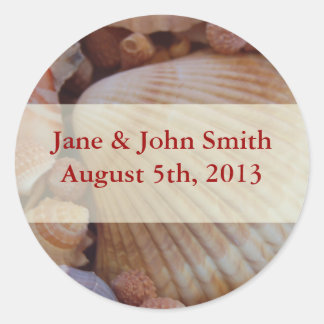 Adesivo Redondo Palhetas de Seashell Multicoloridas para Casamento