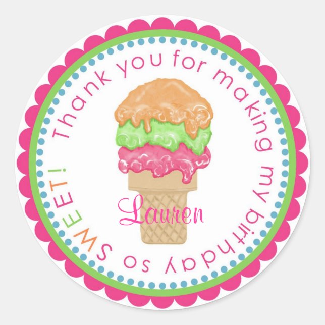 Adesivo Redondo Palhetas de Sorvete de Litlebeane (Frente)