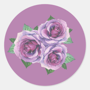 Adesivo Redondo Palhetas Florais de Rosa Roxo