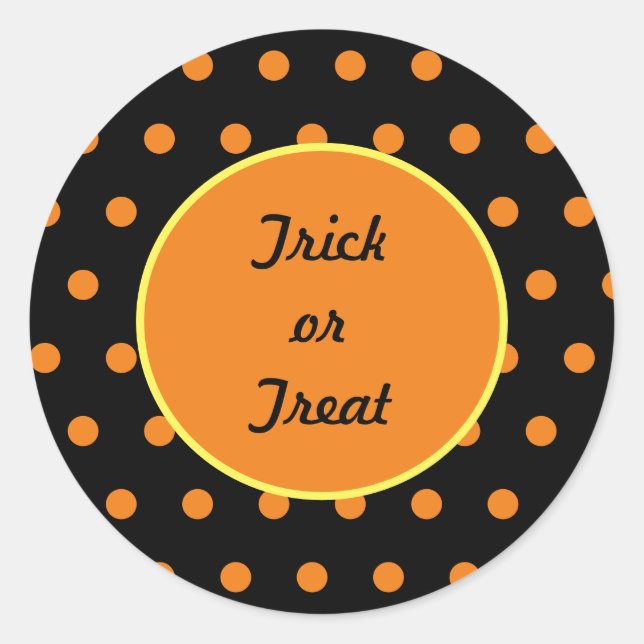 Adesivo Redondo Palhetas redondas de truque ou tratamento (preto e (Frente)