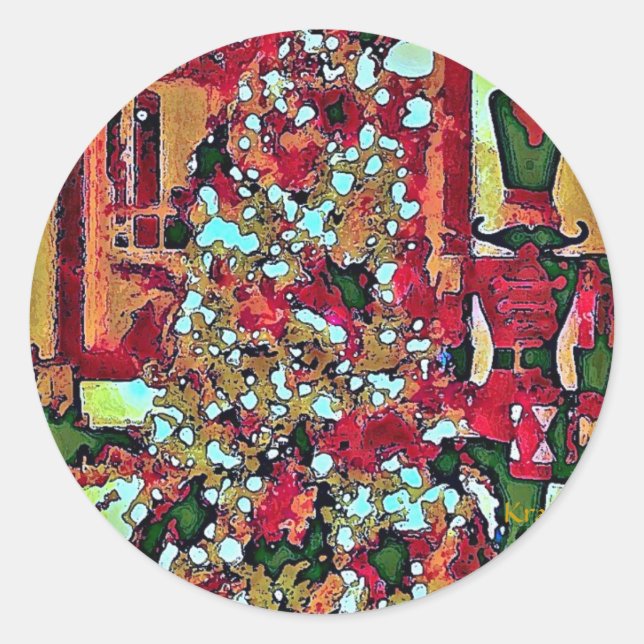 Adesivo Redondo Palhetas-redondas e palhetas-redondas de Natal (Frente)