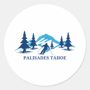 Adesivo Redondo Palisades tahoe califórnia resort de esqui esquiad