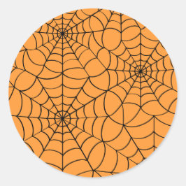 Adesivo Redondo Palito de Halloween Laranja com aranha