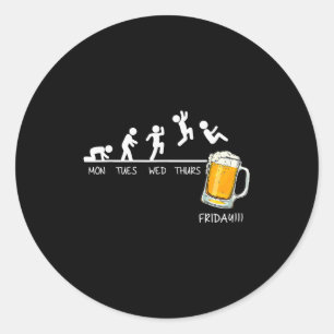 Adesivo Redondo Palito Engraçado Pulando Cerveja Dias Da Semana Se