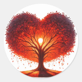 Adesivo Redondo Palitos Coloridos De Árvores Em Forma De Coração