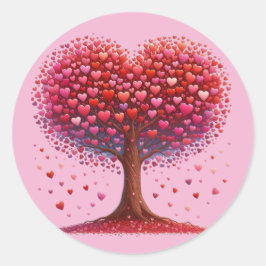 Adesivo Redondo Palitos Coloridos De Árvores Em Forma De Coração