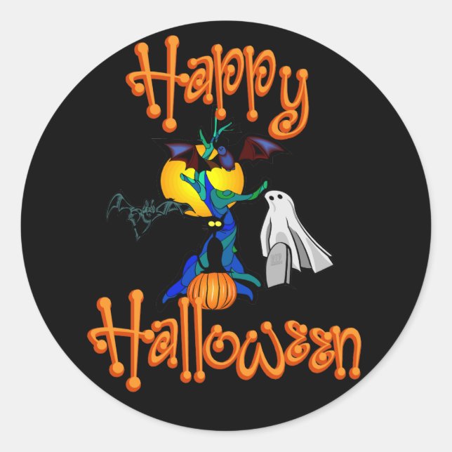 Adesivo Redondo Palitos de árvore assombrados (Frente)