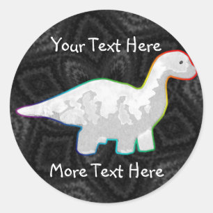 Adesivo Redondo Palitos de Dinossauro Branco com arco-íris