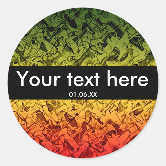 Adesivo Redondo Palitos de fumaça Abstrato Verde Amarelo (Frente)