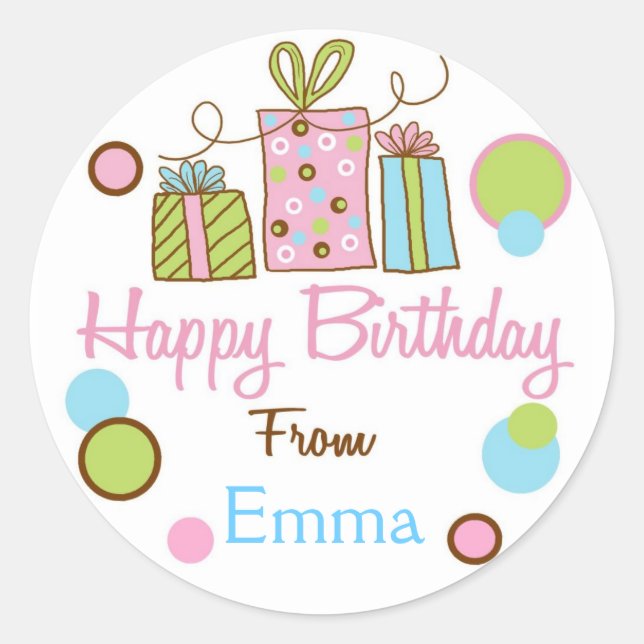 Adesivo Redondo Palitos para presentes de aniversário de Littlebea (Frente)