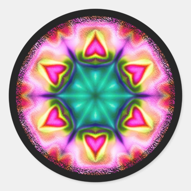 Adesivo Redondo Palitos redondos com corações (Frente)