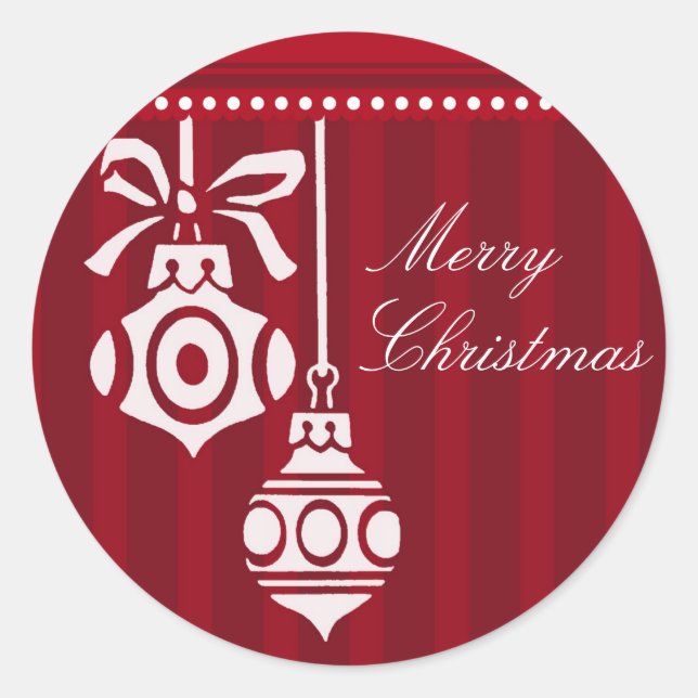 Adesivo Redondo Palitos vermelhos e brancos decorados no Natal (Frente)