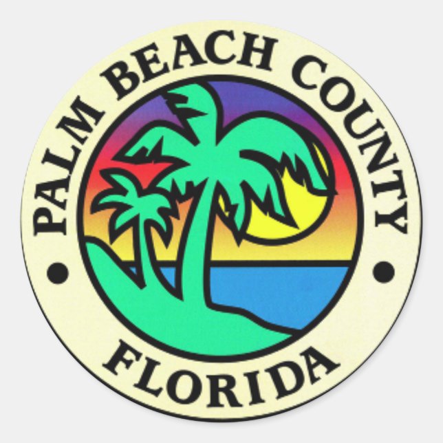 Adesivo Redondo Palm Beach County Stickers (Frente)