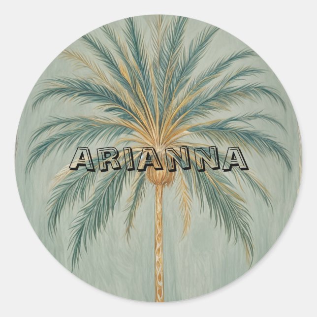 Adesivo Redondo Palm Majestade: Solteiro da Árvore Palm Design (Frente)