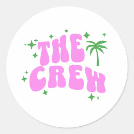 Adesivo Redondo palm springs bachelorette party crew pink retro