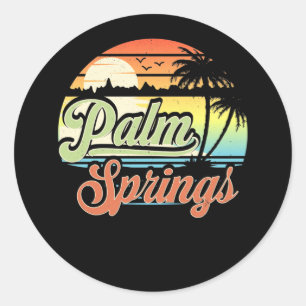Adesivo Redondo Palm Springs California Beach Vacation Sunset