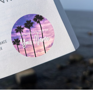 Adesivo Redondo Palm Tree Customizable Book Sticker