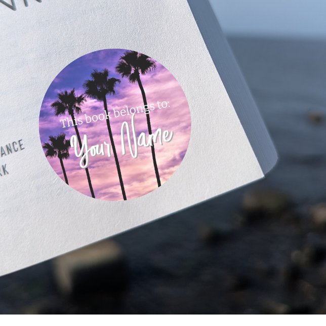 Adesivo Redondo Palm Tree Customizable Book Sticker (Criador carregado)