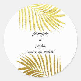 Adesivo Redondo Palm Tree Foliage Gold Foil Deixa Branco Casado