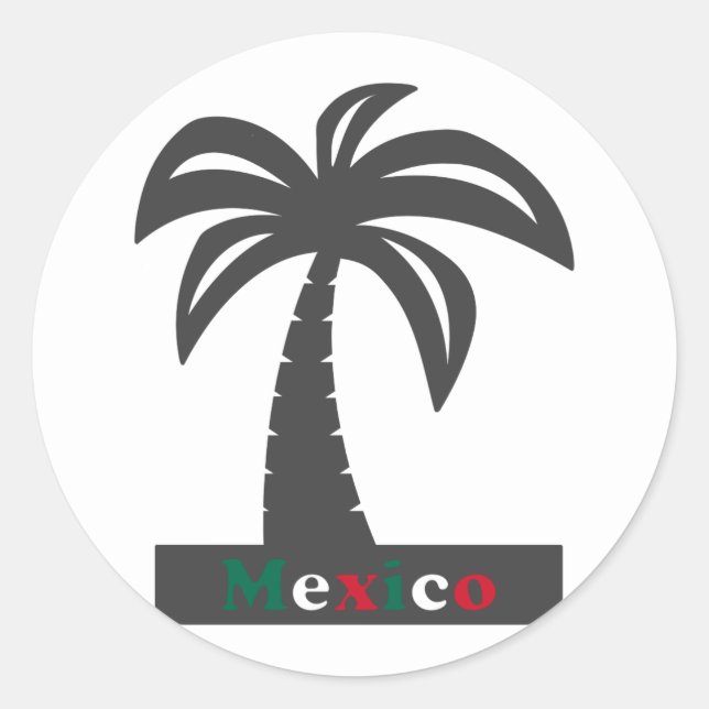 Adesivo Redondo Palm Tree (México Vacinação) - Classic Round Stick (Frente)