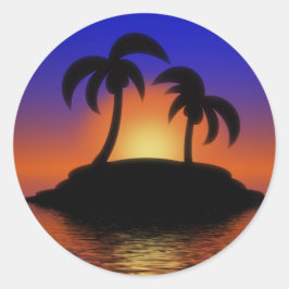 Adesivo Redondo Palm Tree Sunset