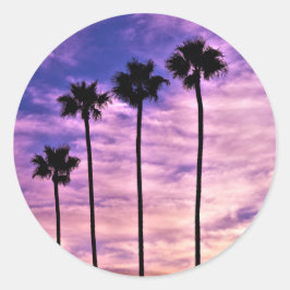 Adesivo Redondo Palm Tree Sunset da Califórnia