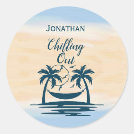 Adesivo Redondo Palm Trees de Praia Hammock Refrescando