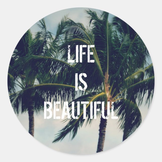 Adesivo Redondo Palm Trees do Havaí (Frente)