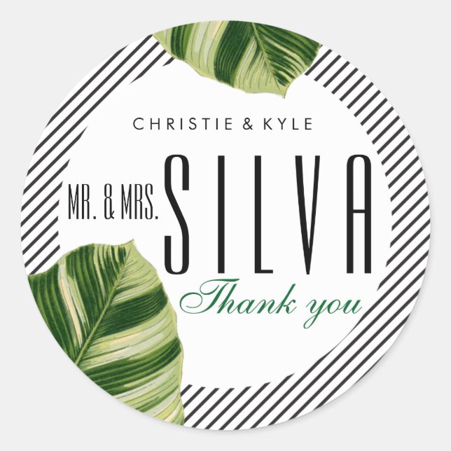 Adesivo Redondo Palm Tropical Palm Tree Beach Wedor Sticker (Frente)