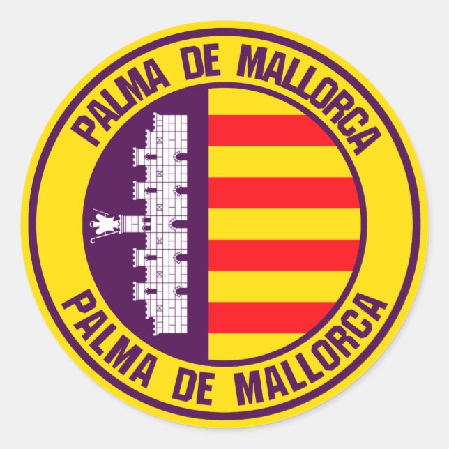 Adesivo Redondo Palma de Maiorca Round Emblem (Frente)