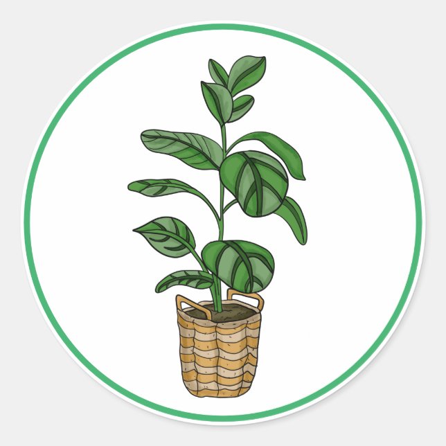 Adesivo Redondo Palma de Viajante Arte Doméstica Desenhada (Frente)