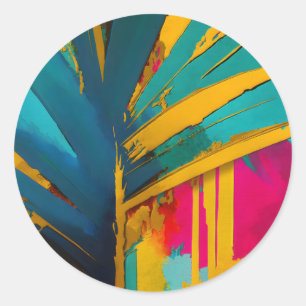 Adesivo Redondo Palma Dourada – Energia Tropical Abstrata
