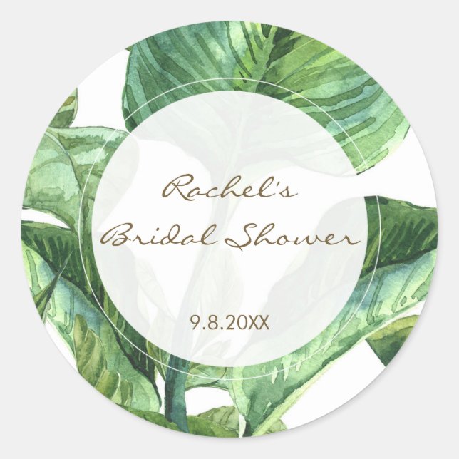 Adesivo Redondo palma folhas chás de panela benvinas botânicas (Frente)