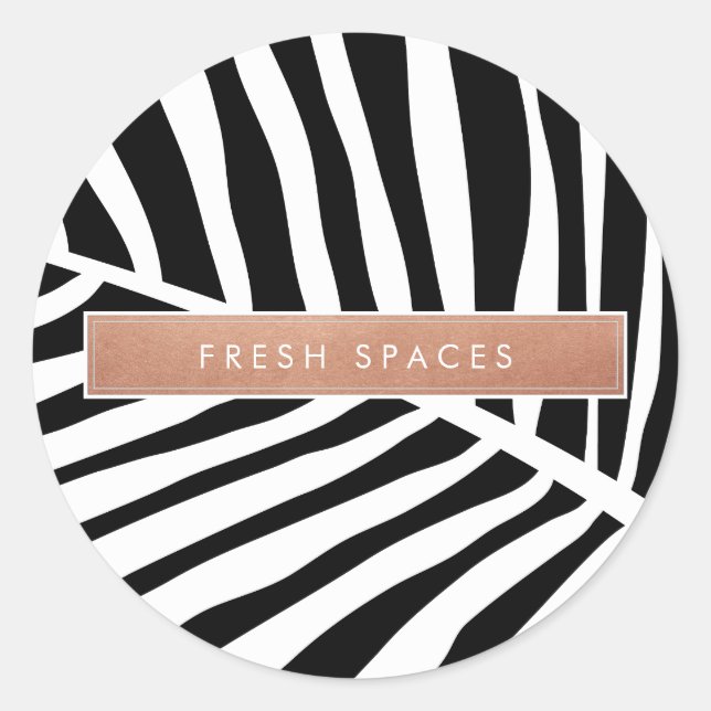 Adesivo Redondo PALMA TROPICAL MODERNA LEAM LEAF branco-rosa-branc (Frente)