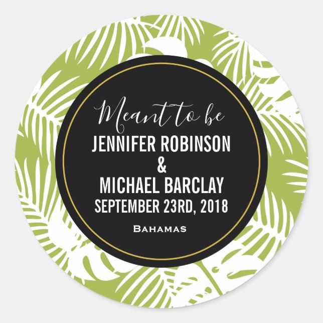 Adesivo Redondo Palma Verde Deixa Padrão Florestal Tropical (Frente)