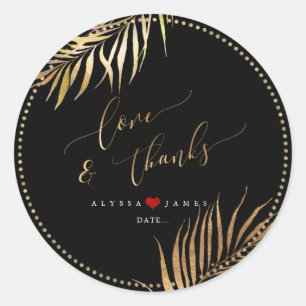 Adesivo Redondo Palmas Tropicais PixDezines Faux Dourado